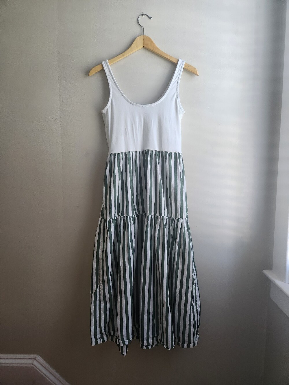 J Crew Factory Striped Tiered Cotton Midi Dress - Picture 6 of 6